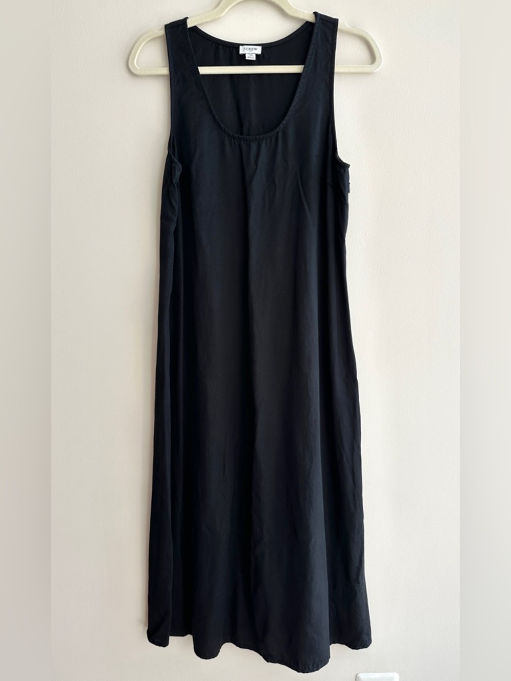 J. Crew Scoopneck A-Line Midi Dress in Matte Black, Size 10